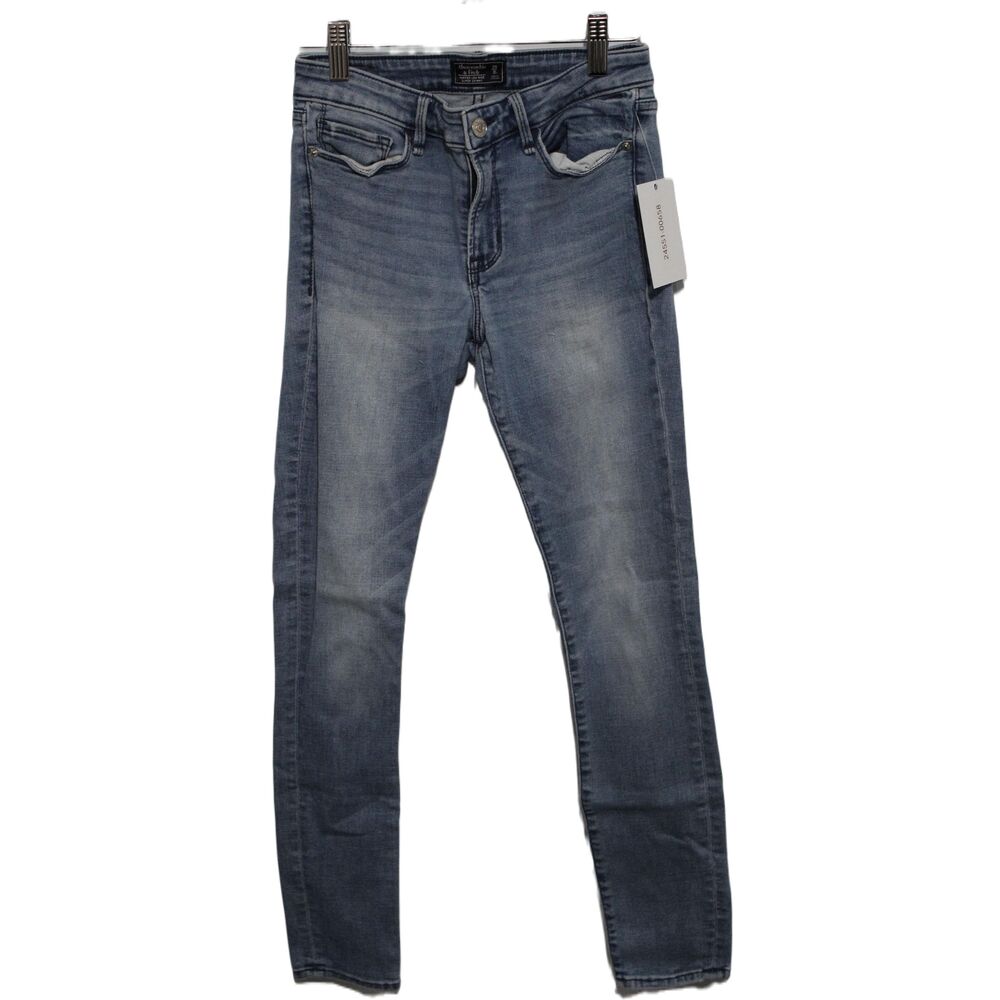 Womens Abercrombie & Fitch Harper Low Rise Super Skinny Blue Denim Jeans Sz 25 0